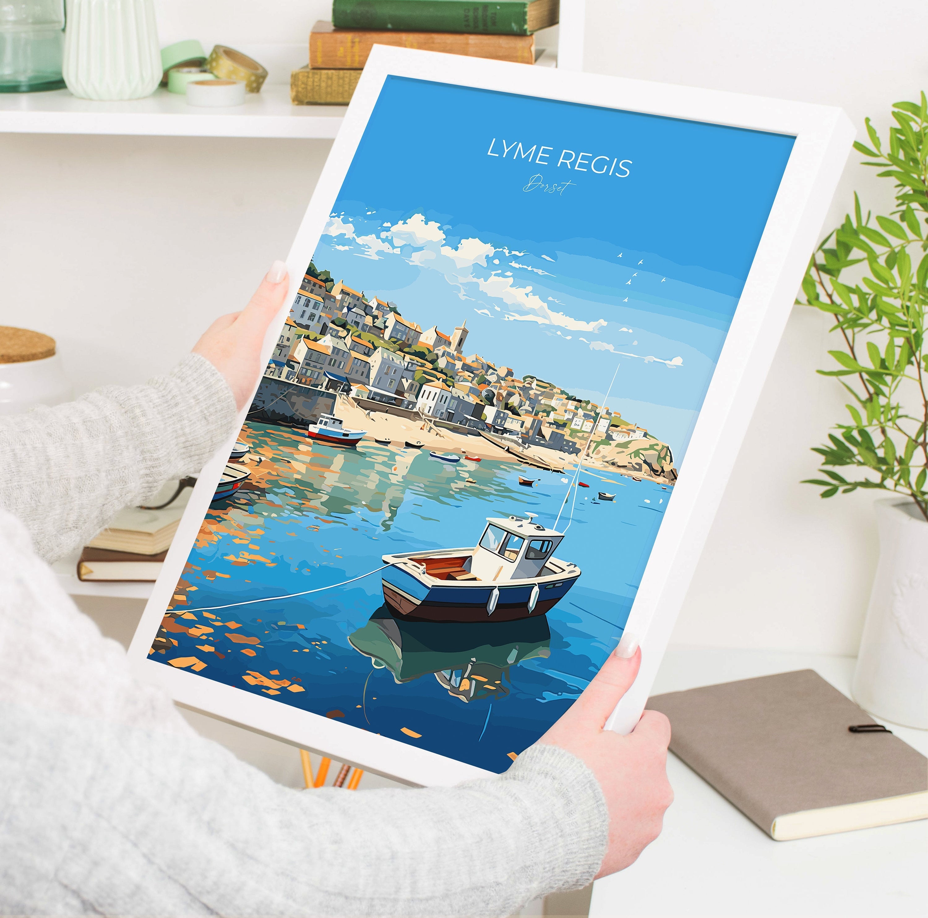 Lyme Regis Travel Poster, Travel Print of Lyme Regis, England, Dorset Art, Lyme Regis Art Lovers Gift, Wall Art Print NQ Media Designs