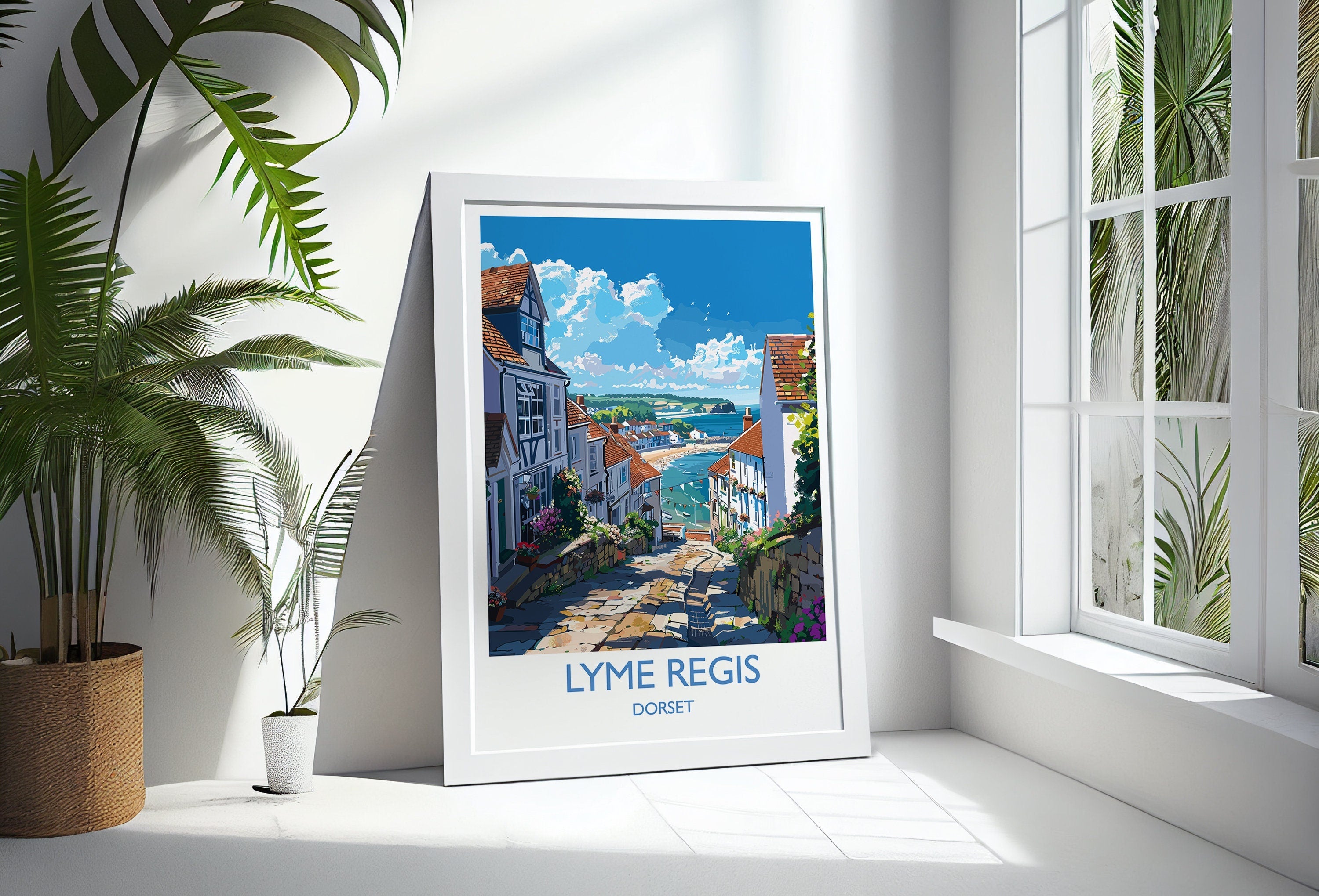 Lyme Regis Travel Print, Travel Poster of Lyme Regis, England, Dorset Art, Lyme Regis Art Lovers Gift, Wall Art Print NQ Media Designs