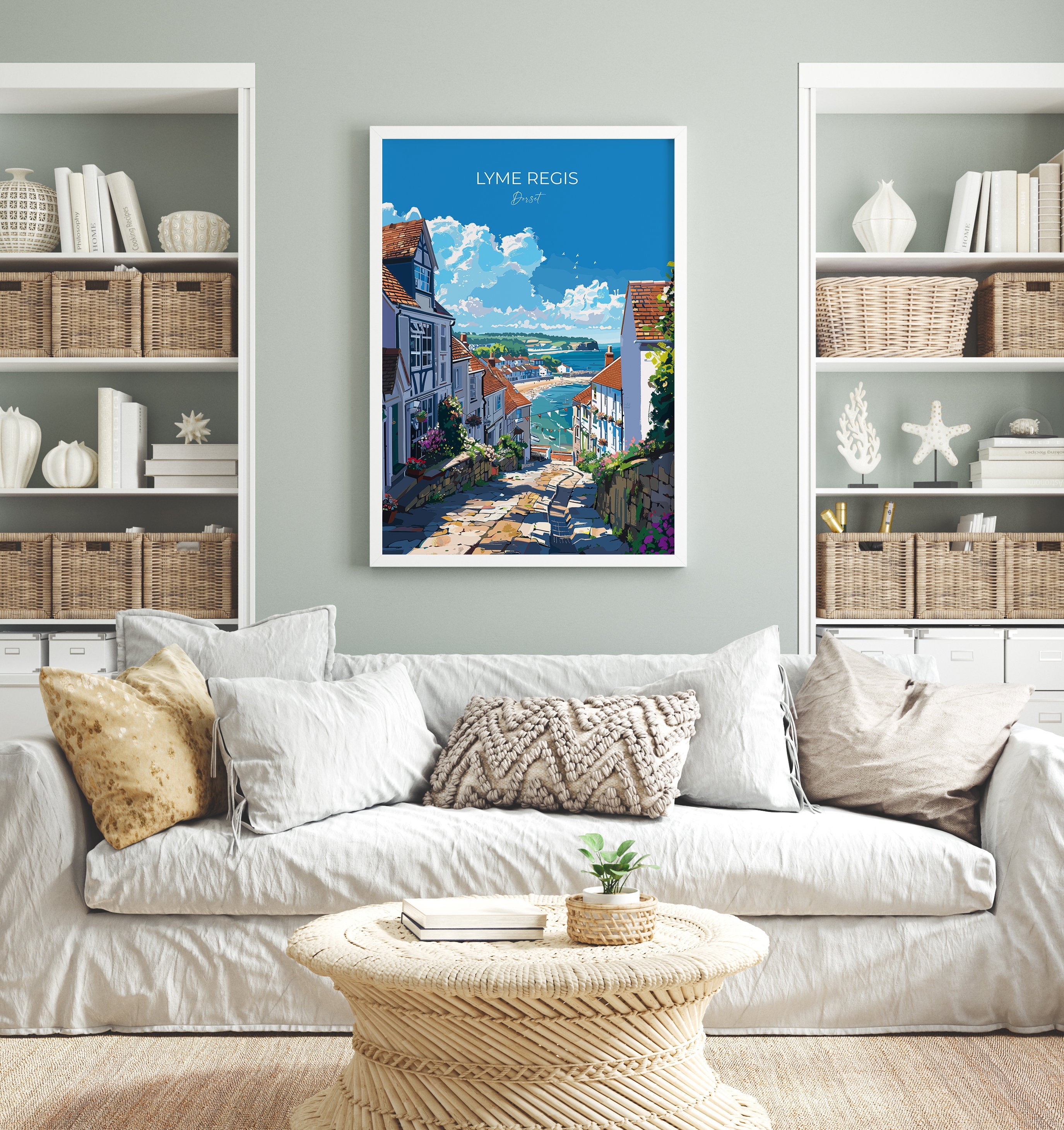 Lyme Regis Travel Poster, Travel Print of Lyme Regis, England, Dorset Art, Lyme Regis Art Lovers Gift, Wall Art Print NQ Media Designs