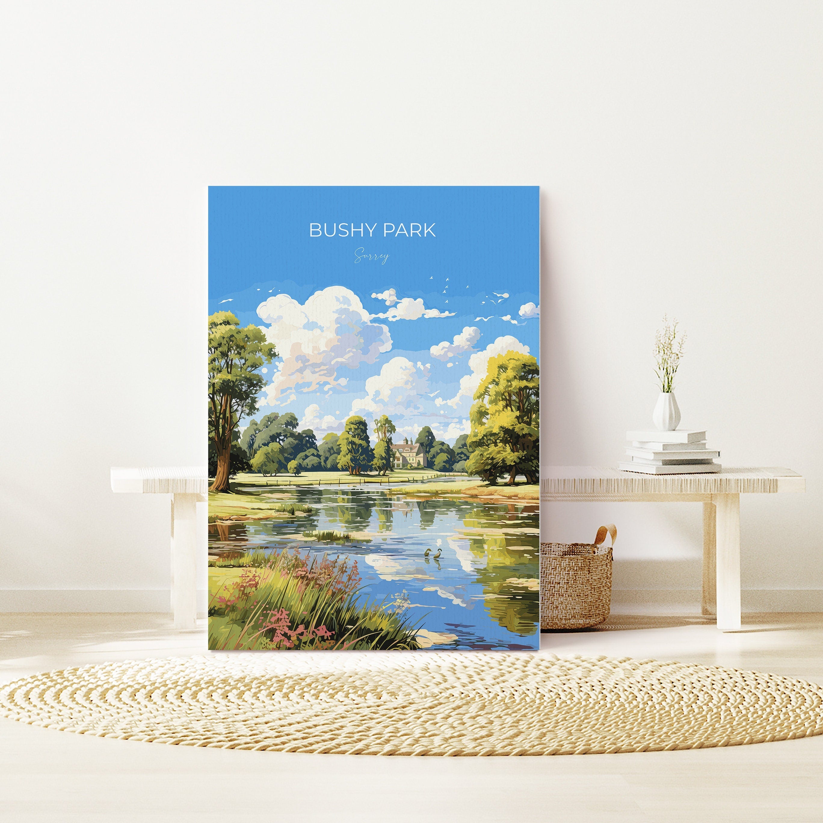Bushy Park Travel Poster, Travel Print of Bushy Park, Surrey, London,England, London Art Lovers Gift, Wall Art Print NQ Media Designs