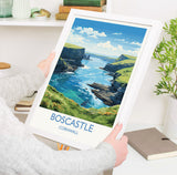 Boscastle Travel Print, Travel Poster of Boscastle, England, Cornwall Art, Boscastle Art Lovers Gift, Wall Art Print NQ Media Designs