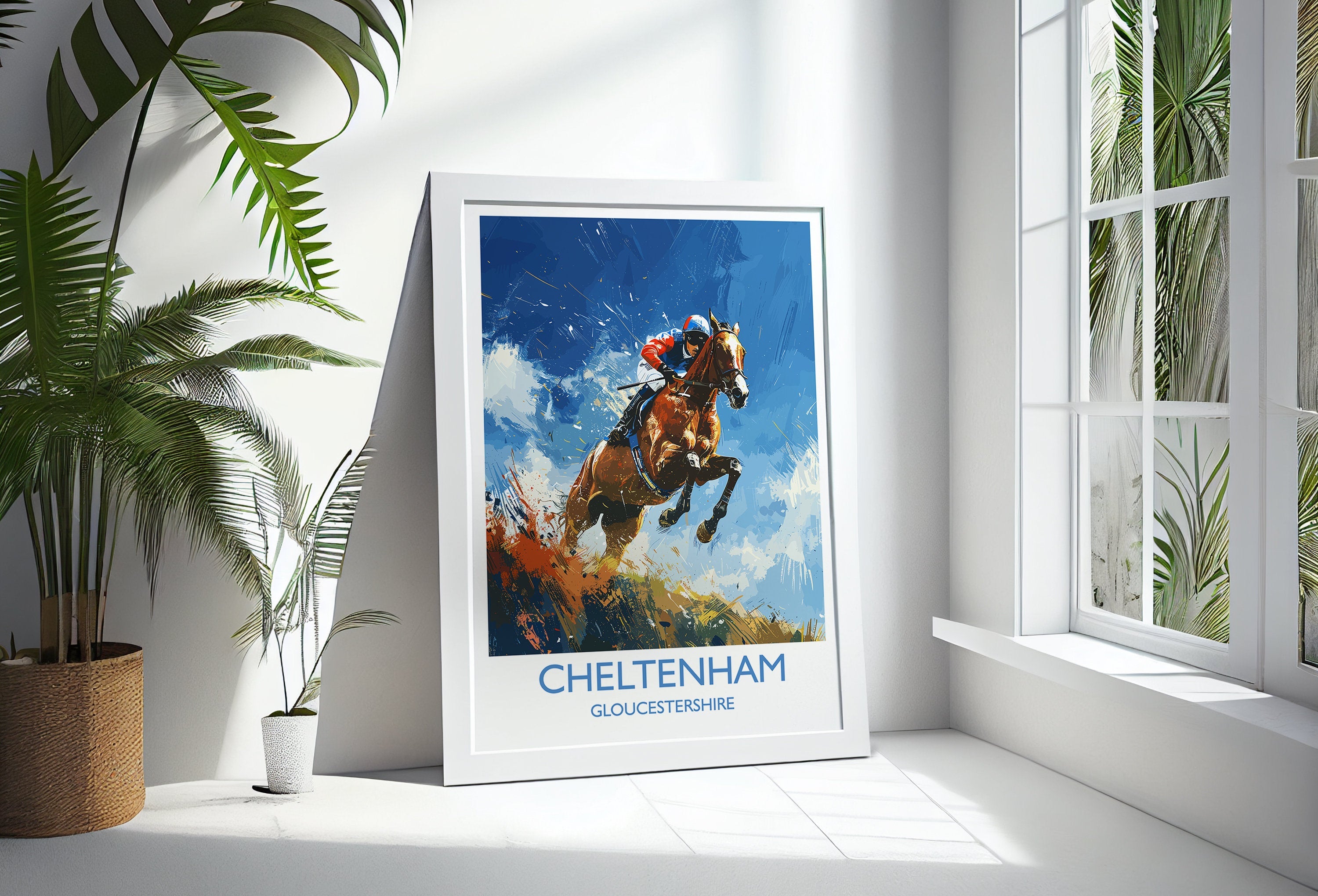 Cheltenham Travel Poster Wall Art, Travel Print of Cheltenham , Gloucestershire, England, Cheltenham Races Art Lovers Gift, England Art Gift NQ Media Designs