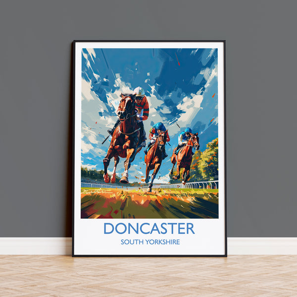 Doncaster Travel Poster Wall Art, Travel Print of Doncaster, South Yorkshire, England, Doncaster Races Art Lovers Gift, England Art Gift