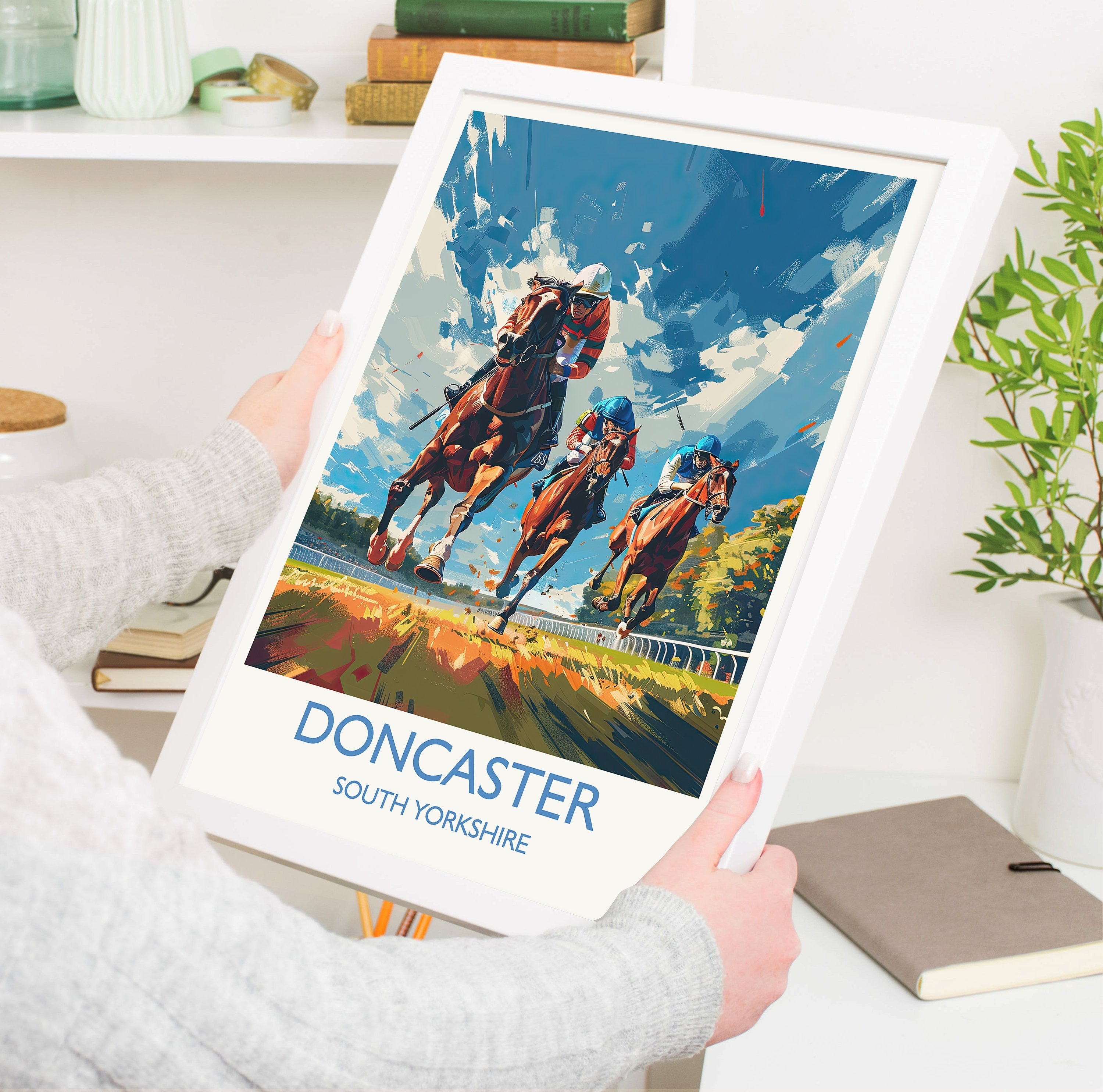 Doncaster Travel Poster Wall Art, Travel Print of Doncaster, South Yorkshire, England, Doncaster Races Art Lovers Gift, England Art Gift NQ Media Designs