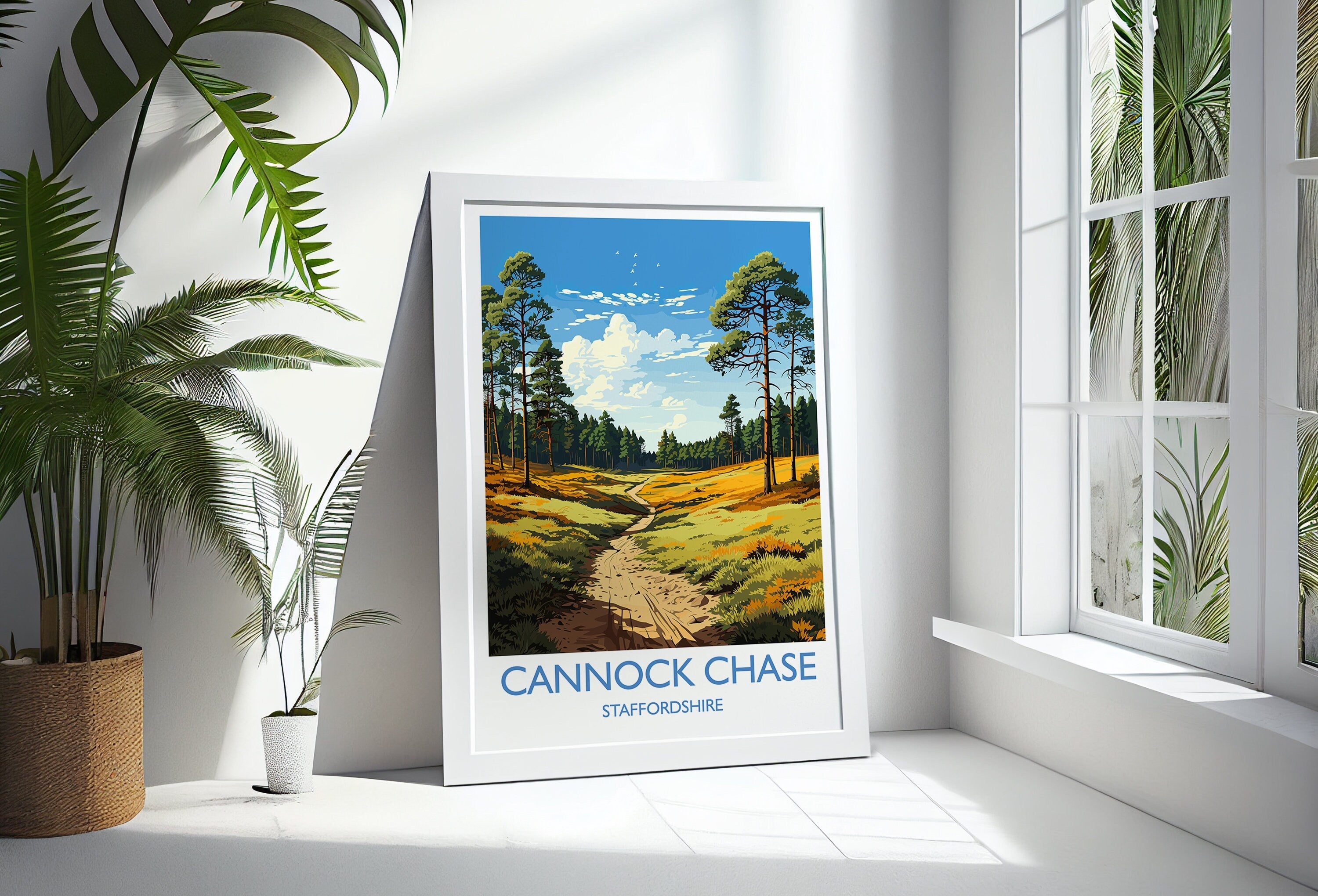 Cannock Chase Travel Print, Travel Poster of Cannock Chase, England, Staffordshire Art, Cannock Chase Art Lovers Gift, Wall Art Print NQ Media Designs