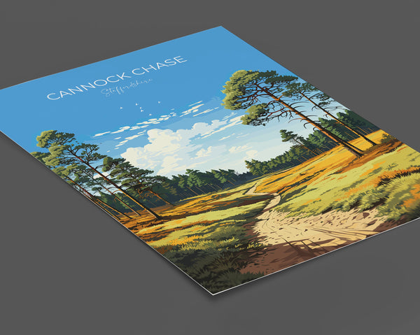 Cannock Chase Travel Print, Travel Poster of Cannock Chase, England, Staffordshire Art, Cannock Chase Art Lovers Gift, Wall Art Print