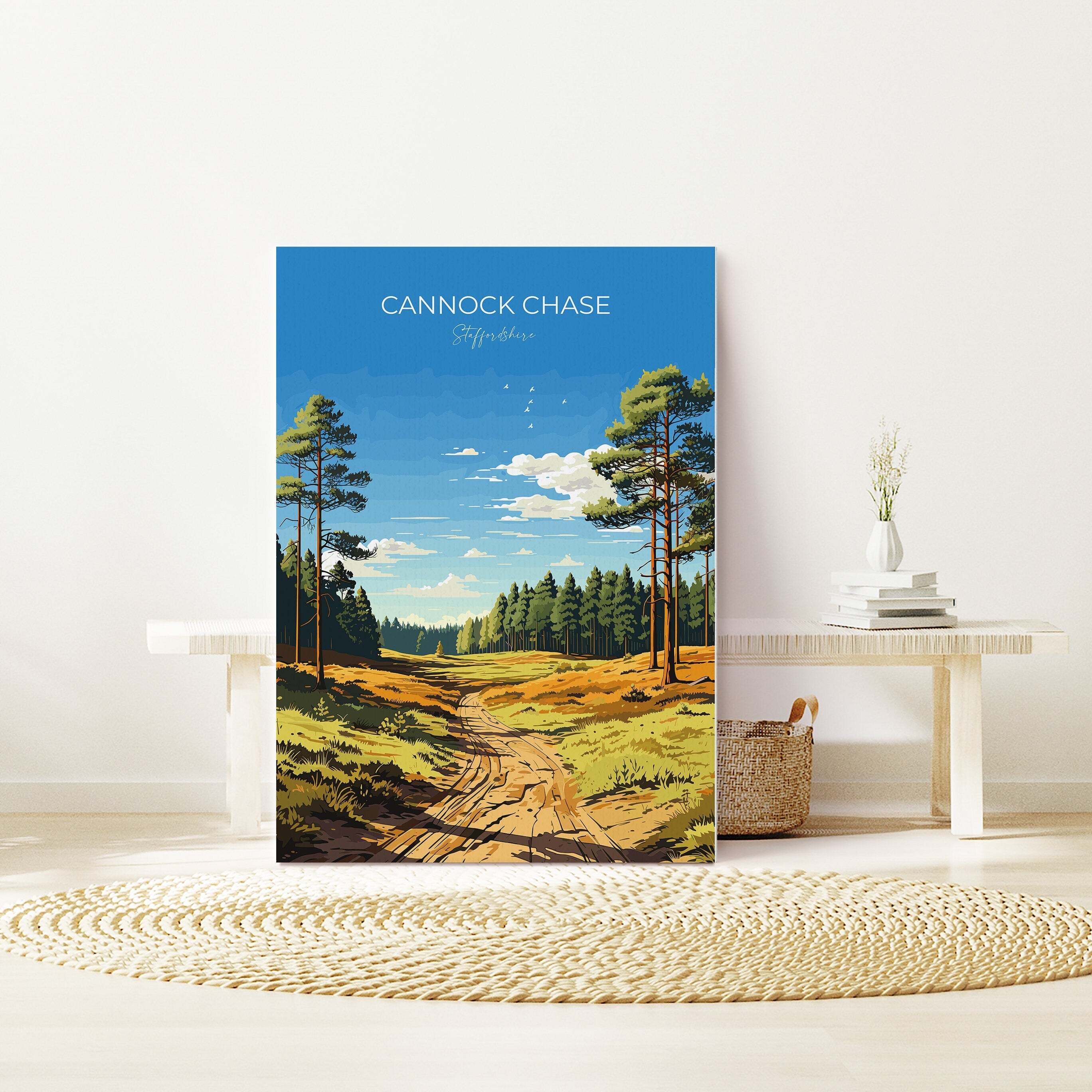 Cannock Chase Travel Poster, Travel Print of Cannock Chase, England, Staffordshire Art, Cannock Chase Art Lovers Gift, Wall Art Print NQ Media Designs