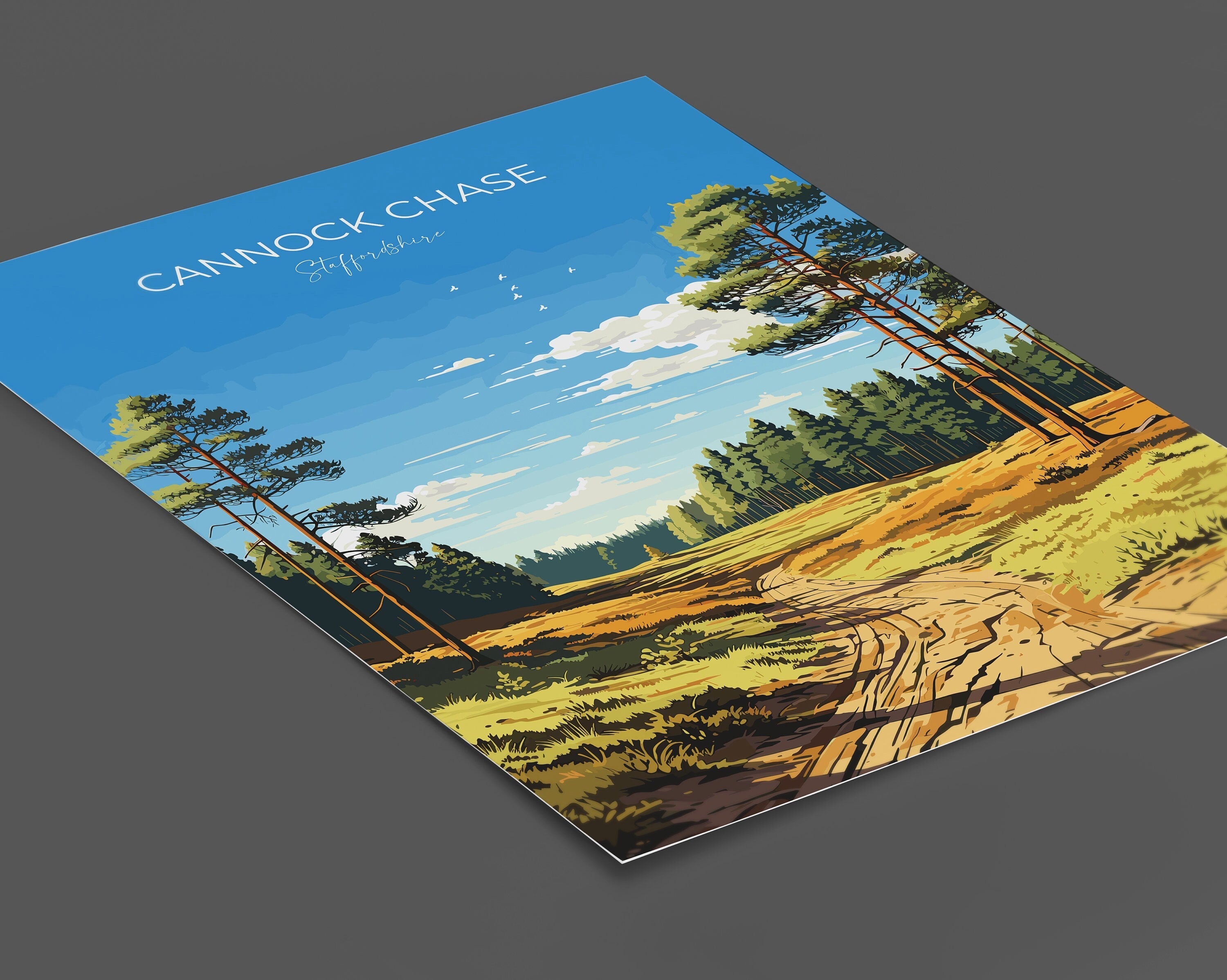 Cannock Chase Travel Poster, Travel Print of Cannock Chase, England, Staffordshire Art, Cannock Chase Art Lovers Gift, Wall Art Print NQ Media Designs