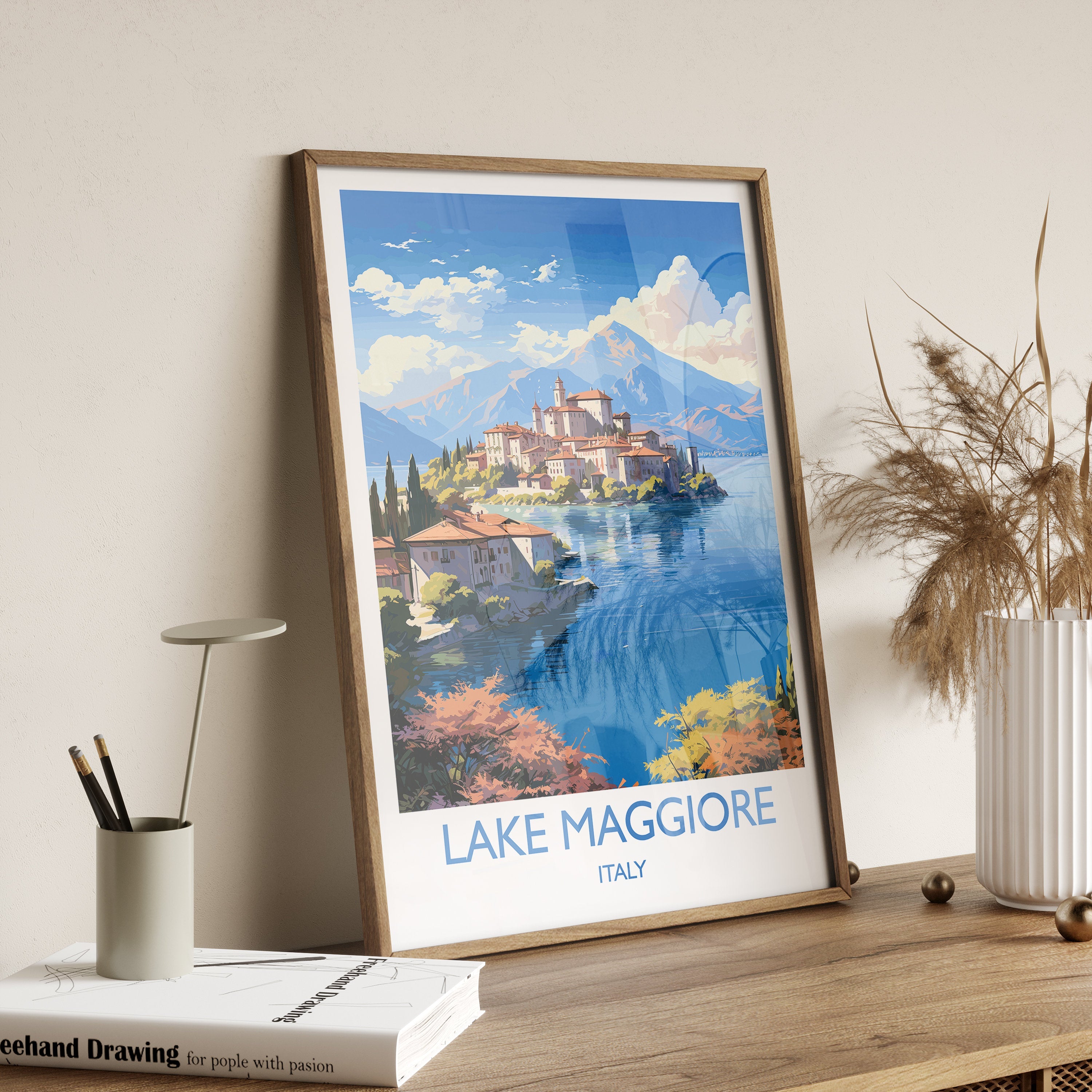 Lake Maggiore Travel Print Wall Art, Travel Poster of Lake Maggiore, Lake Maggiore Art Lovers Gift, Italy, Italian Lakes Art Gift NQ Media Designs