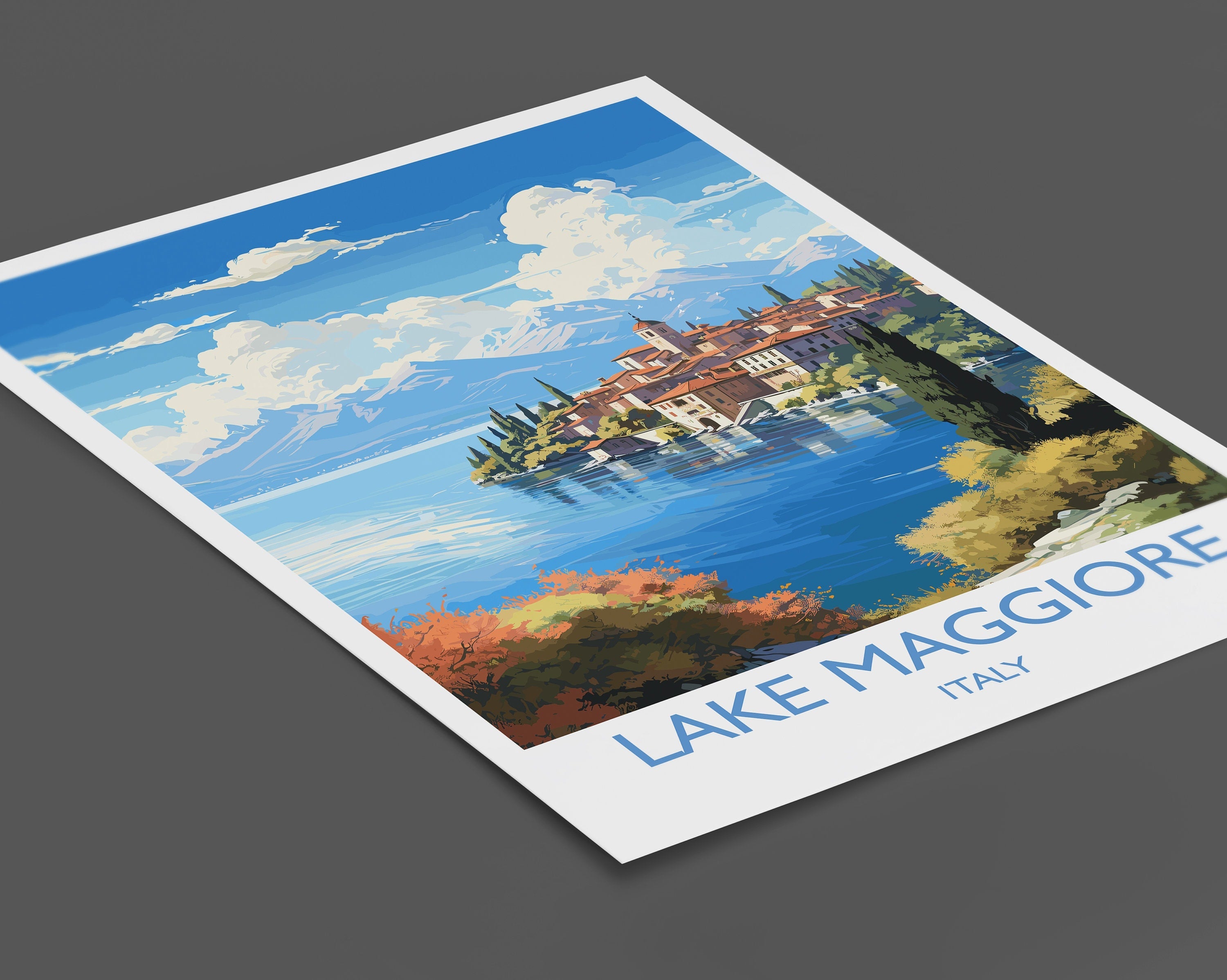 Lake Maggiore Travel Poster Wall Art, Travel Print of Lake Maggiore, Lake Maggiore Art Lovers Gift, Italy, Italian Lakes Art Gift NQ Media Designs