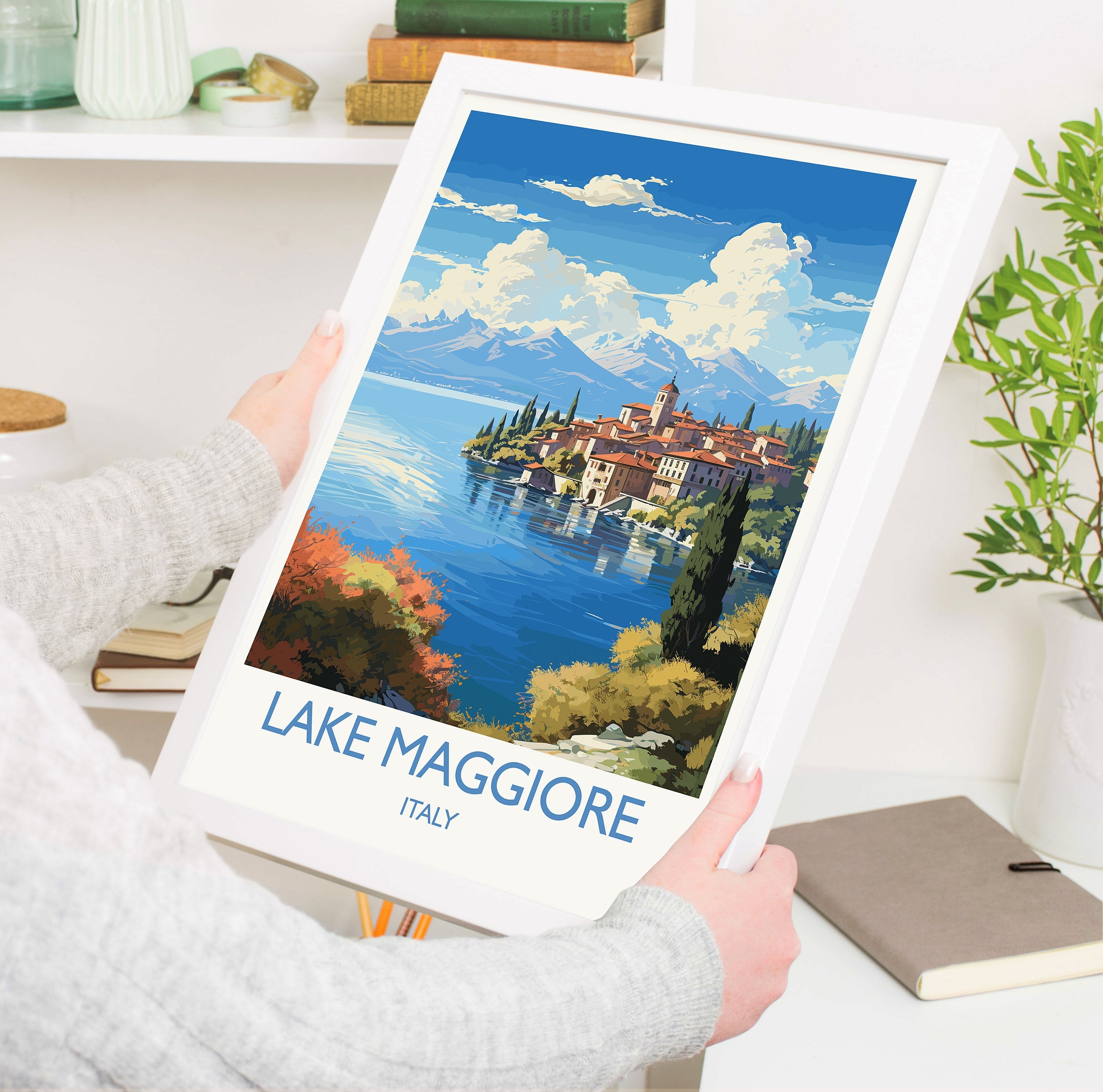Lake Maggiore Travel Poster Wall Art, Travel Print of Lake Maggiore, Lake Maggiore Art Lovers Gift, Italy, Italian Lakes Art Gift NQ Media Designs