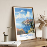 Lake Maggiore Travel Poster Wall Art, Travel Print of Lake Maggiore, Lake Maggiore Art Lovers Gift, Italy, Italian Lakes Art Gift NQ Media Designs