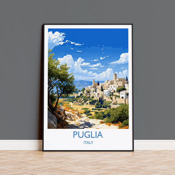Puglia Travel Poster Wall Art, Travel Print of Puglia, Puglia Art Lovers Gift, Italy, Italy Art Gift
