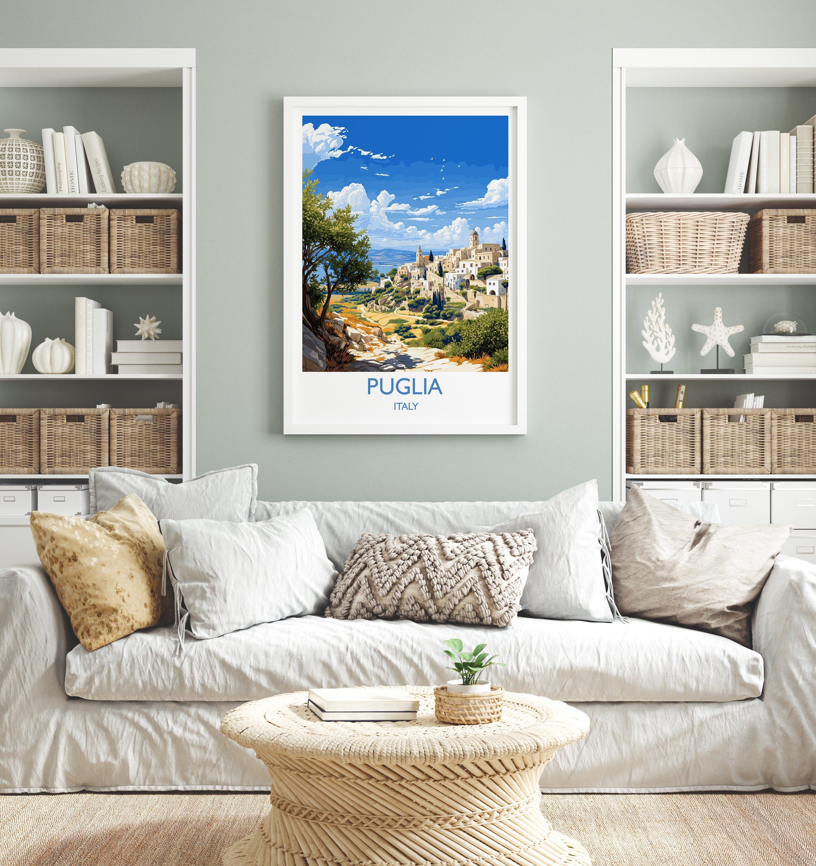 Puglia Travel Poster Wall Art, Travel Print of Puglia, Puglia Art Lovers Gift, Italy, Italy Art Gift NQ Media Designs