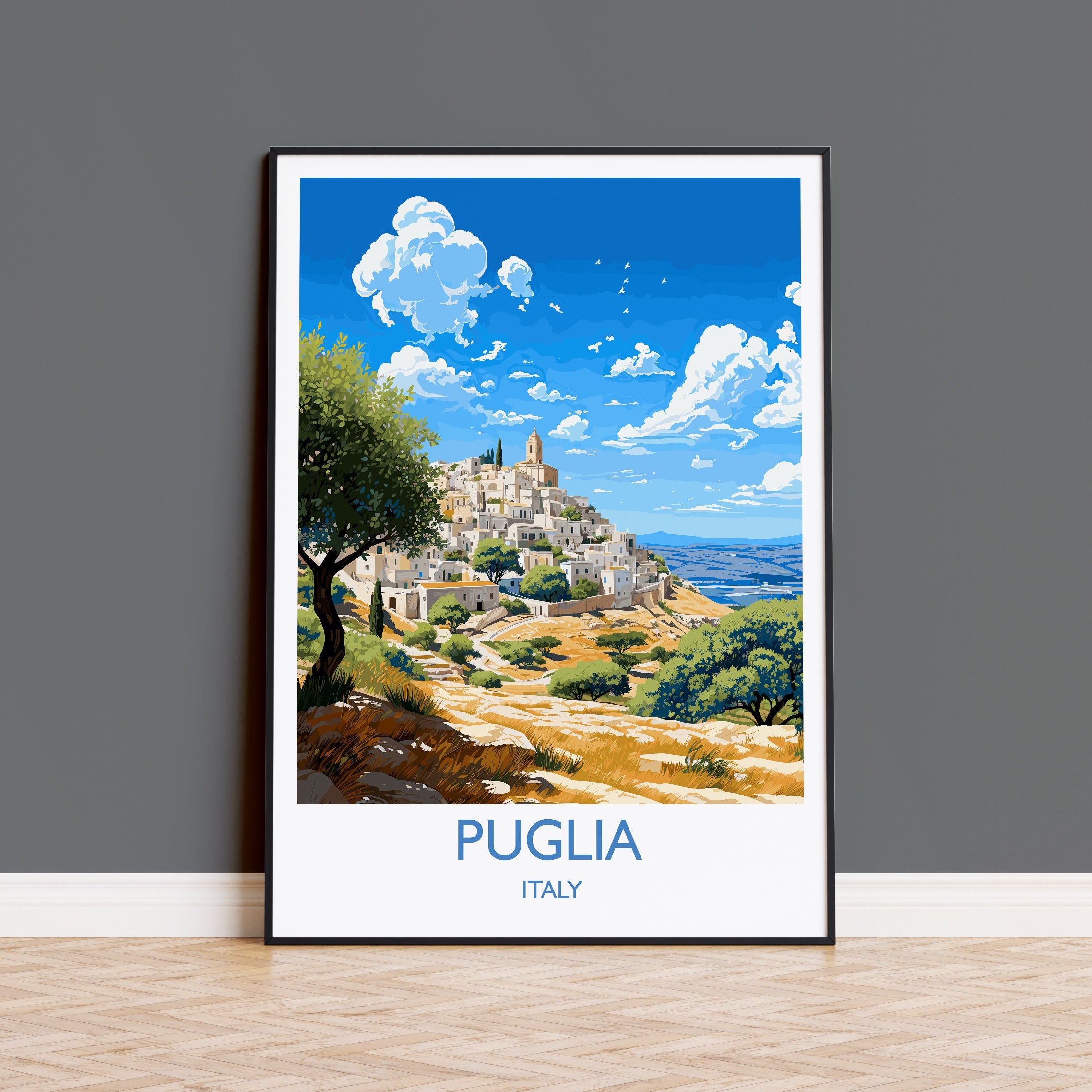 Puglia Travel Print Wall Art, Travel Poster of Puglia, Puglia Art Lovers Gift, Italy, Italy Art Gift NQ Media Designs