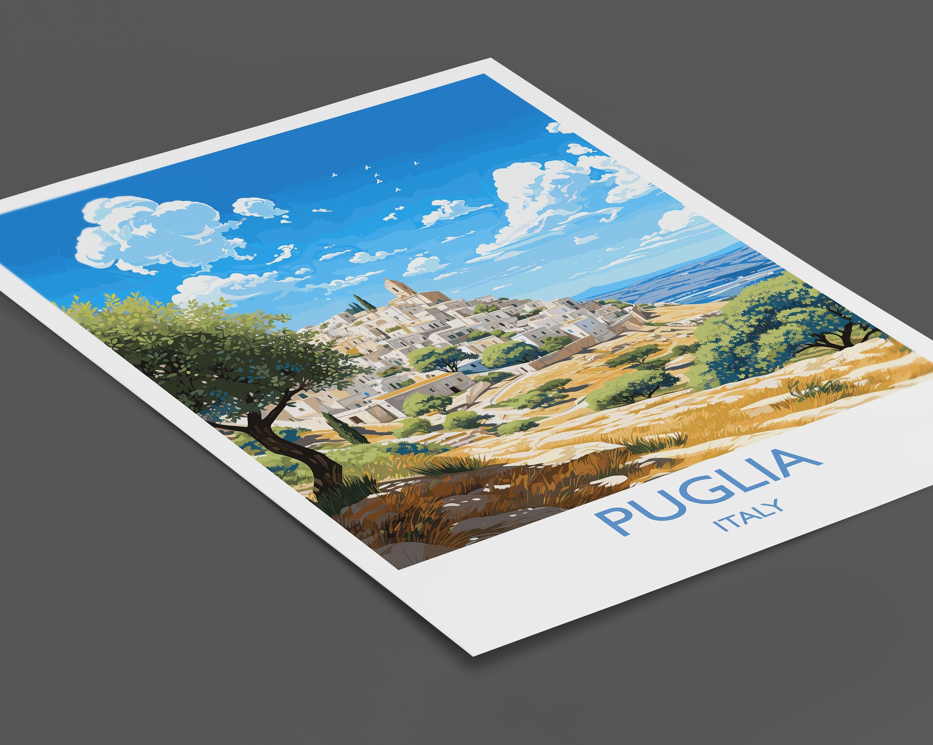 Puglia Travel Print Wall Art, Travel Poster of Puglia, Puglia Art Lovers Gift, Italy, Italy Art Gift NQ Media Designs