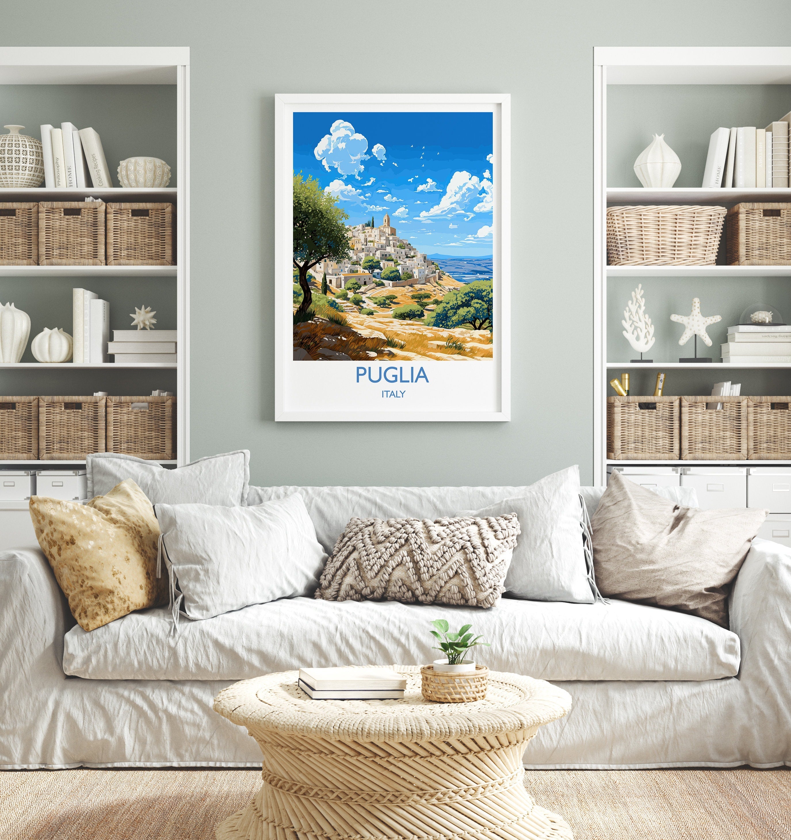 Puglia Travel Print Wall Art, Travel Poster of Puglia, Puglia Art Lovers Gift, Italy, Italy Art Gift NQ Media Designs