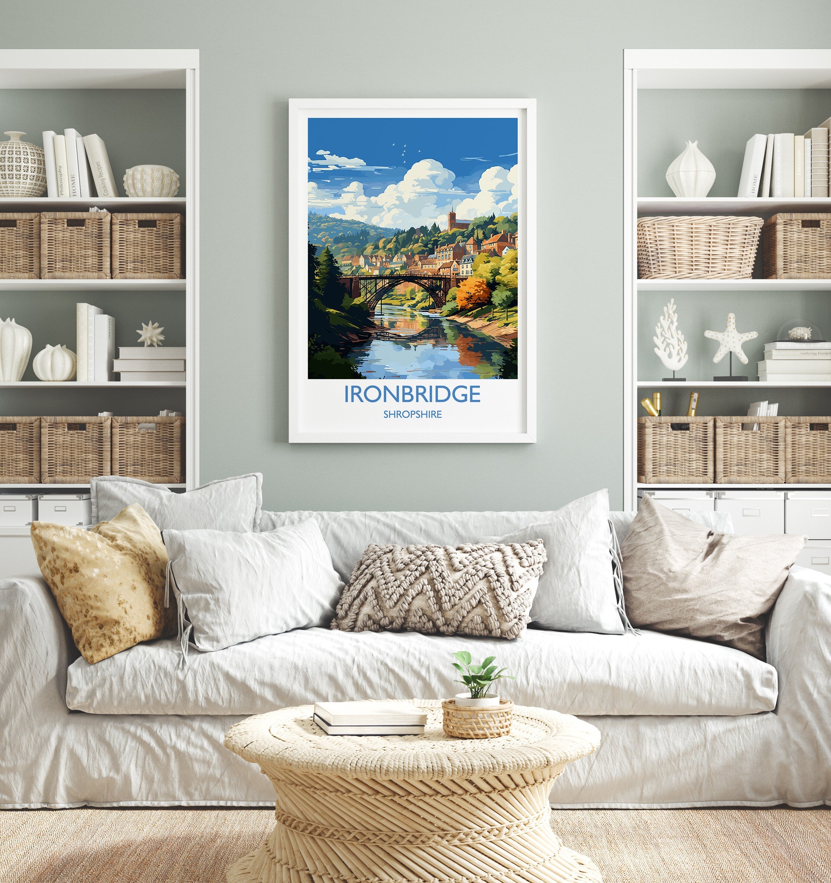 Ironbridge Travel Print, Travel Poster of Ironbridge, England, Shropshire Art, Ironbridge Art Lovers Gift, Wall Art Print NQ Media Designs