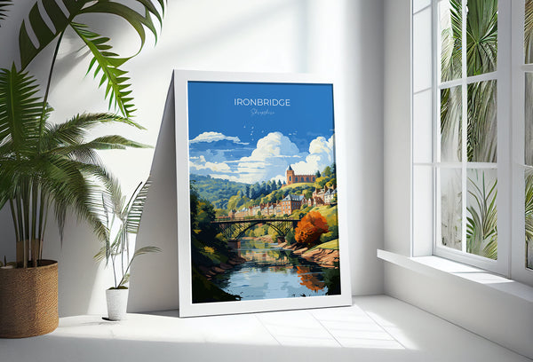 Ironbridge Travel Poster, Travel Print of Ironbridge, England, Shropshire Art, Ironbridge Art Lovers Gift, Wall Art Print
