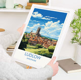 Ludlow Travel Print, Travel Poster of Ludlow, England, Shropshire Art, Ludlow Art Lovers Gift, Wall Art Print NQ Media Designs