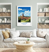 Ludlow Travel Print, Travel Poster of Ludlow, England, Shropshire Art, Ludlow Art Lovers Gift, Wall Art Print NQ Media Designs