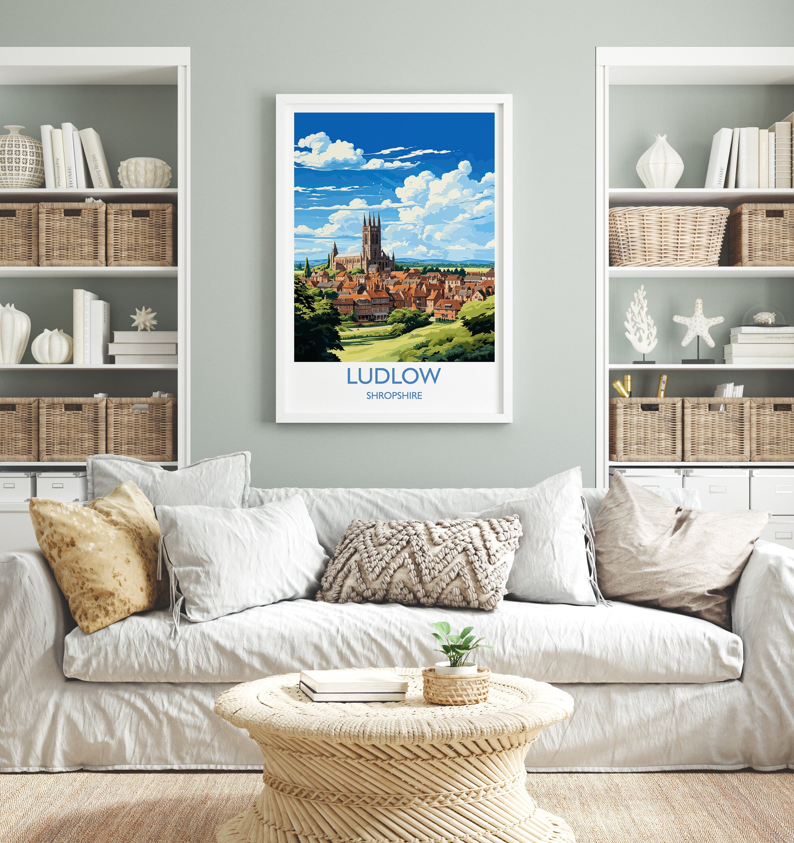 Ludlow Travel Print, Travel Poster of Ludlow, England, Shropshire Art, Ludlow Art Lovers Gift, Wall Art Print NQ Media Designs