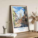 Ludlow Travel Print, Travel Poster of Ludlow, England, Shropshire Art, Ludlow Art Lovers Gift, Wall Art Print NQ Media Designs