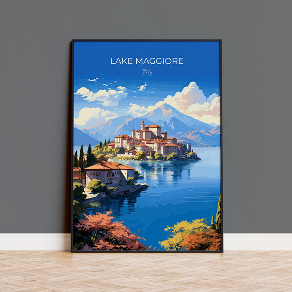 Lake Maggiore Travel Print Wall Art, Travel Poster of Lake Maggiore, Lake Maggiore Art Lovers Gift, Italy, Italian Lakes Art Gift
