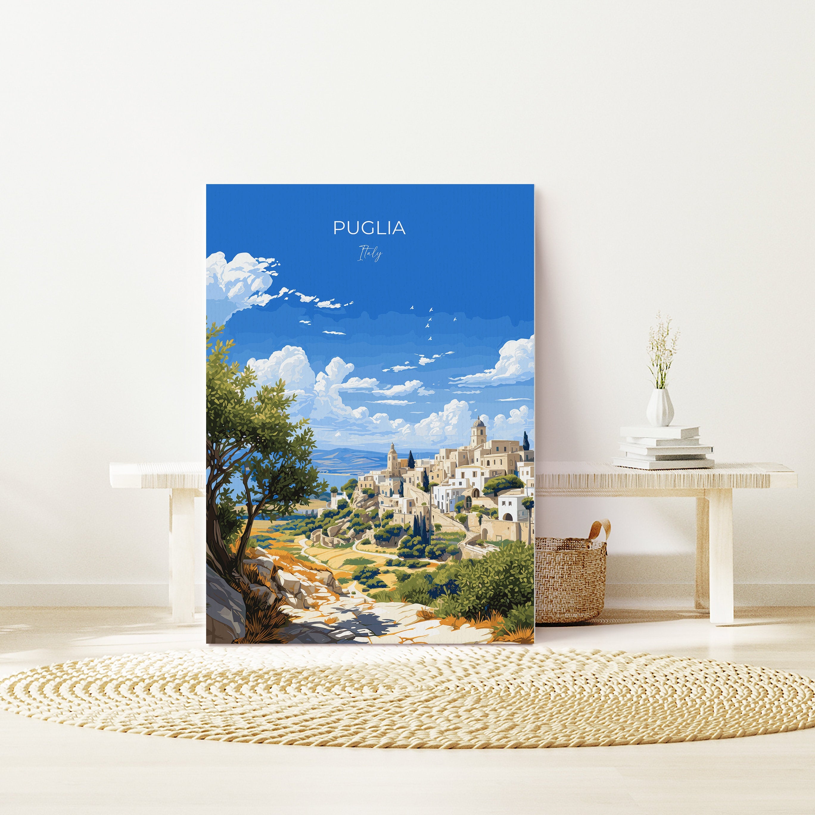 Puglia Travel Print Wall Art, Travel Poster of Puglia, Puglia Art Lovers Gift, Italy, Italy Art Gift NQ Media Designs