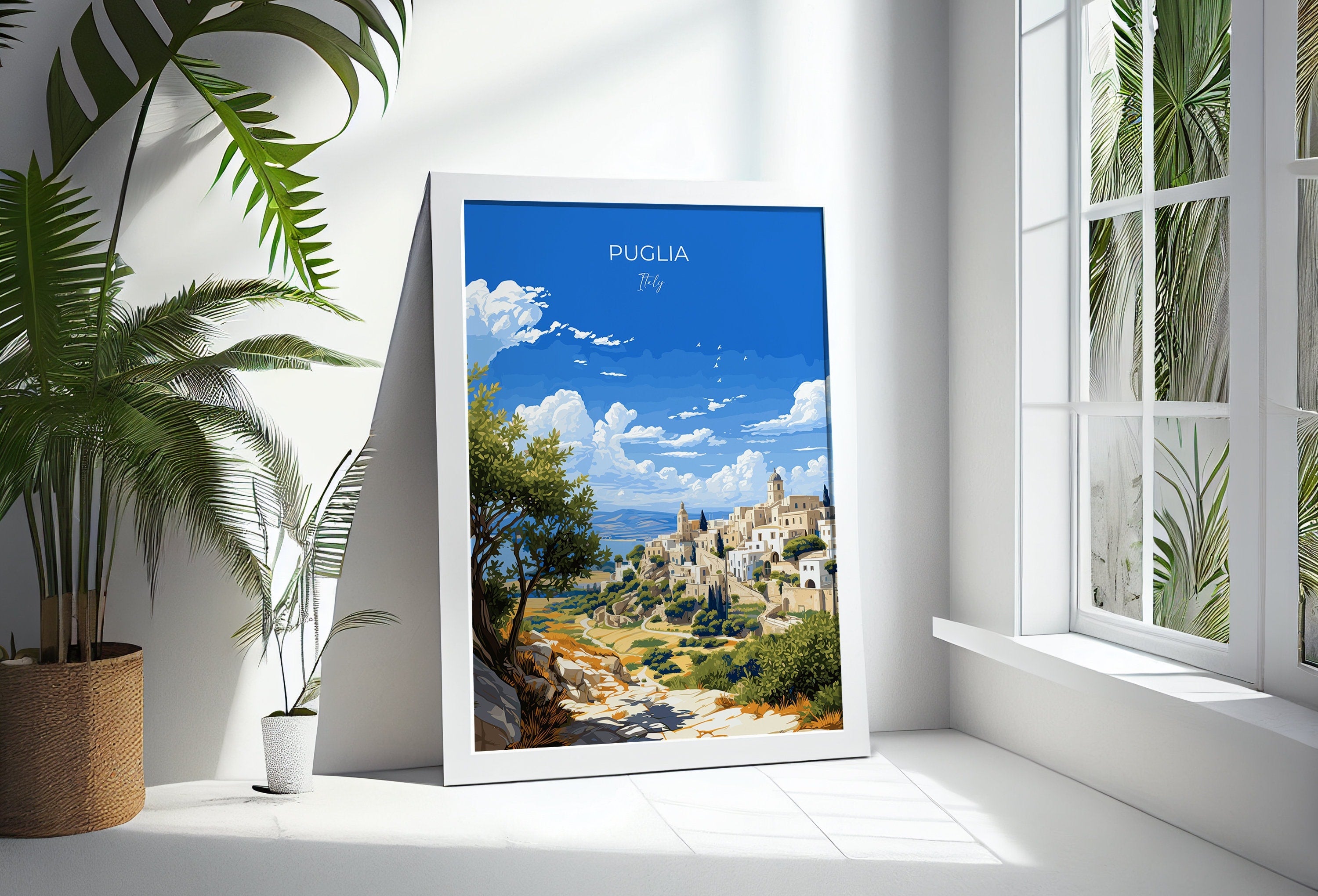 Puglia Travel Print Wall Art, Travel Poster of Puglia, Puglia Art Lovers Gift, Italy, Italy Art Gift NQ Media Designs