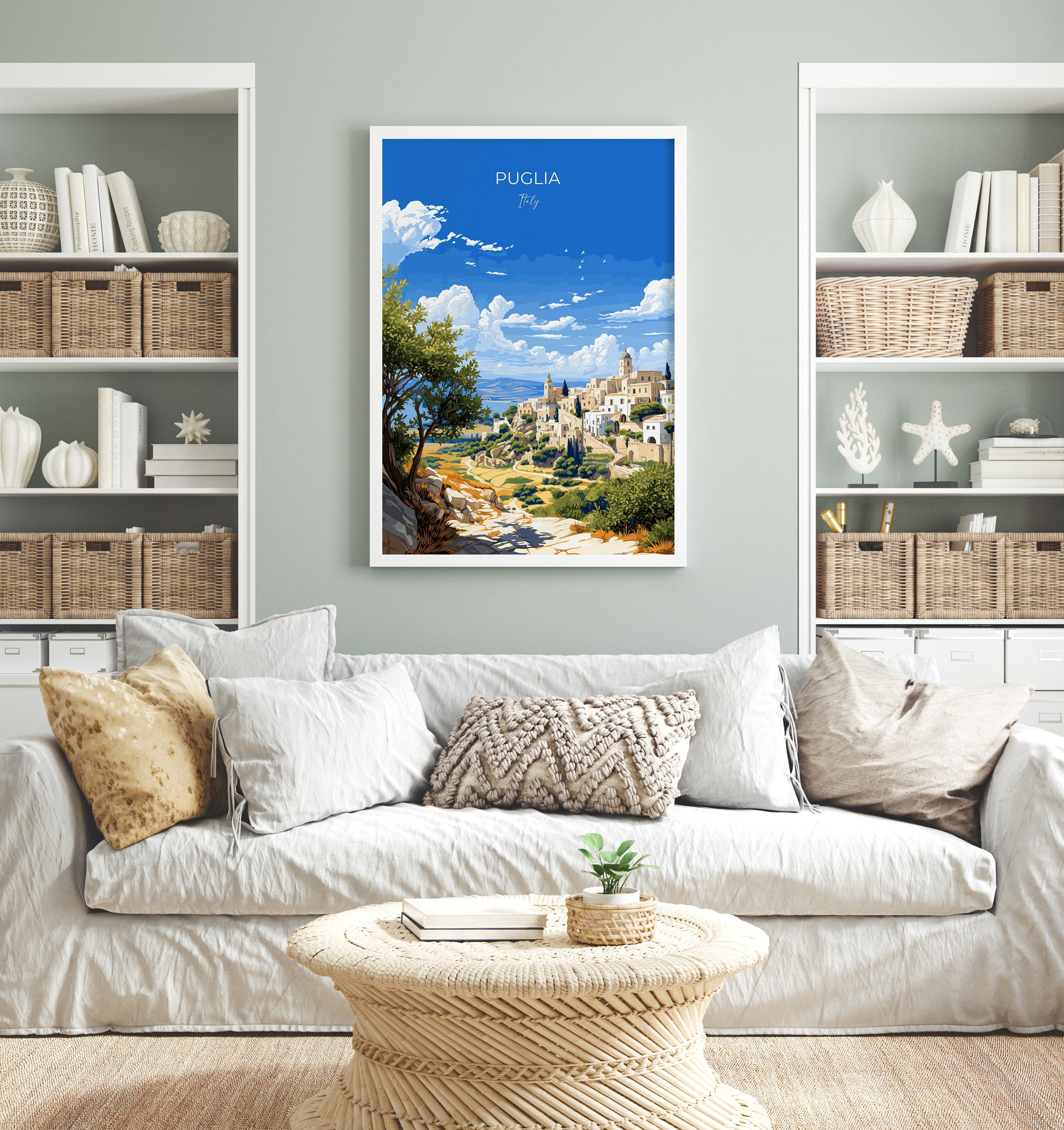 Puglia Travel Print Wall Art, Travel Poster of Puglia, Puglia Art Lovers Gift, Italy, Italy Art Gift NQ Media Designs