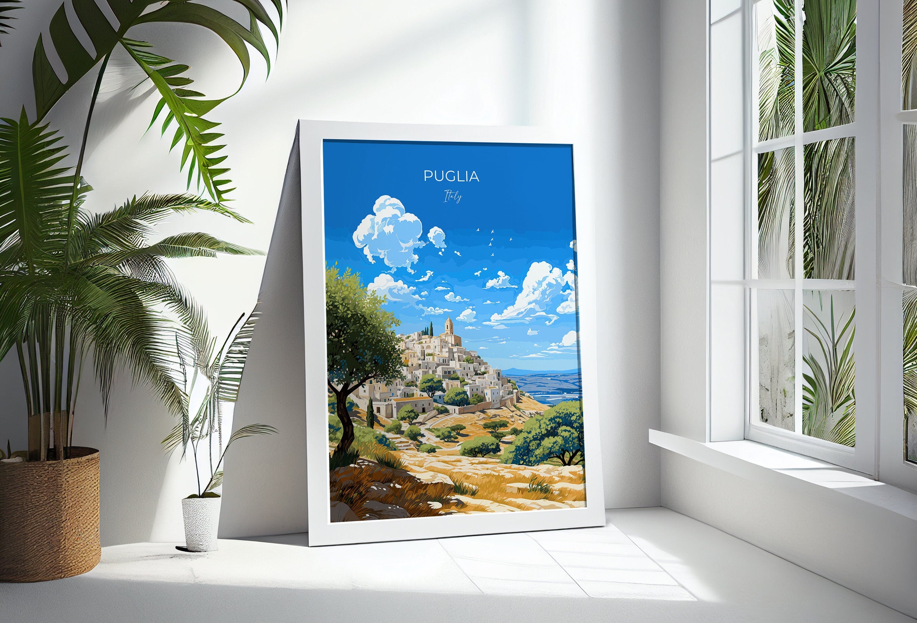 Puglia Travel Poster Wall Art, Travel Print of Puglia, Puglia Art Lovers Gift, Italy, Italy Art Gift NQ Media Designs