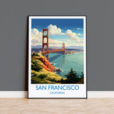 San Francisco Travel Print, Travel Poster of San Francisco, California, San Francisco Art Lovers Gift, USA Gift, Wall Art Print NQ Media Designs