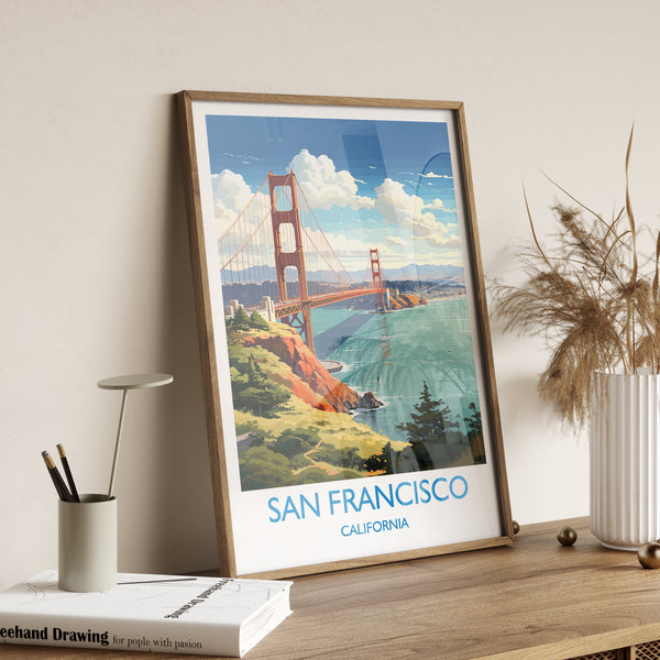 San Francisco Travel Print, Travel Poster of San Francisco, California, San Francisco Art Lovers Gift, USA Gift, Wall Art Print