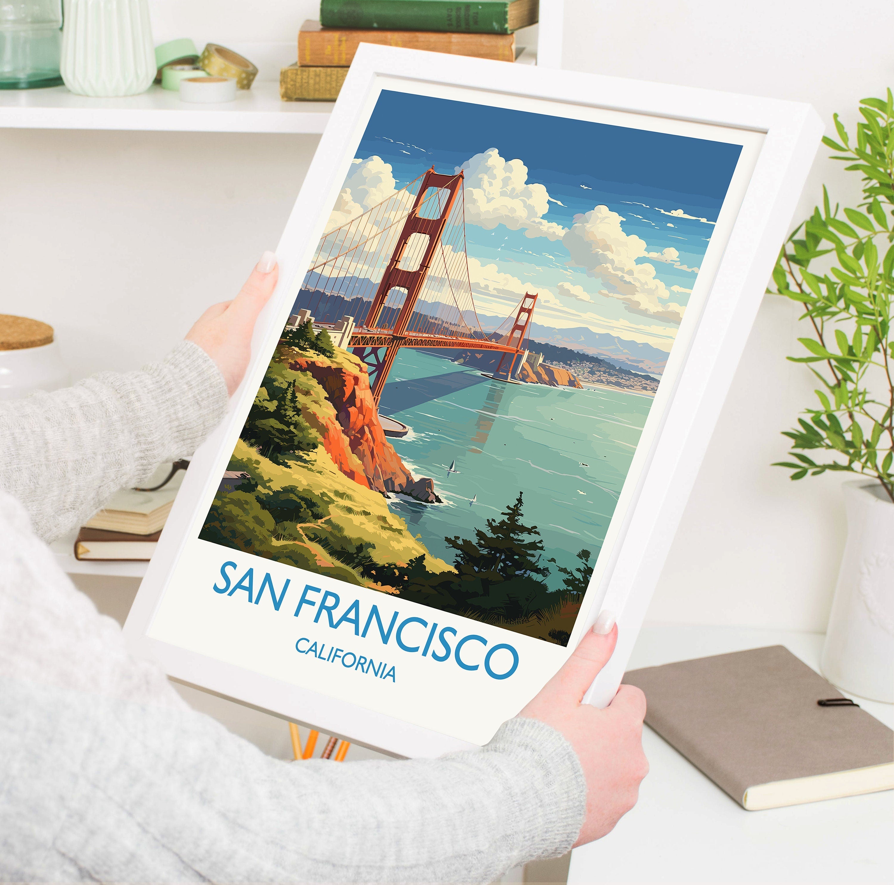 San Francisco Travel Print, Travel Poster of San Francisco, California, San Francisco Art Lovers Gift, USA Gift, Wall Art Print NQ Media Designs