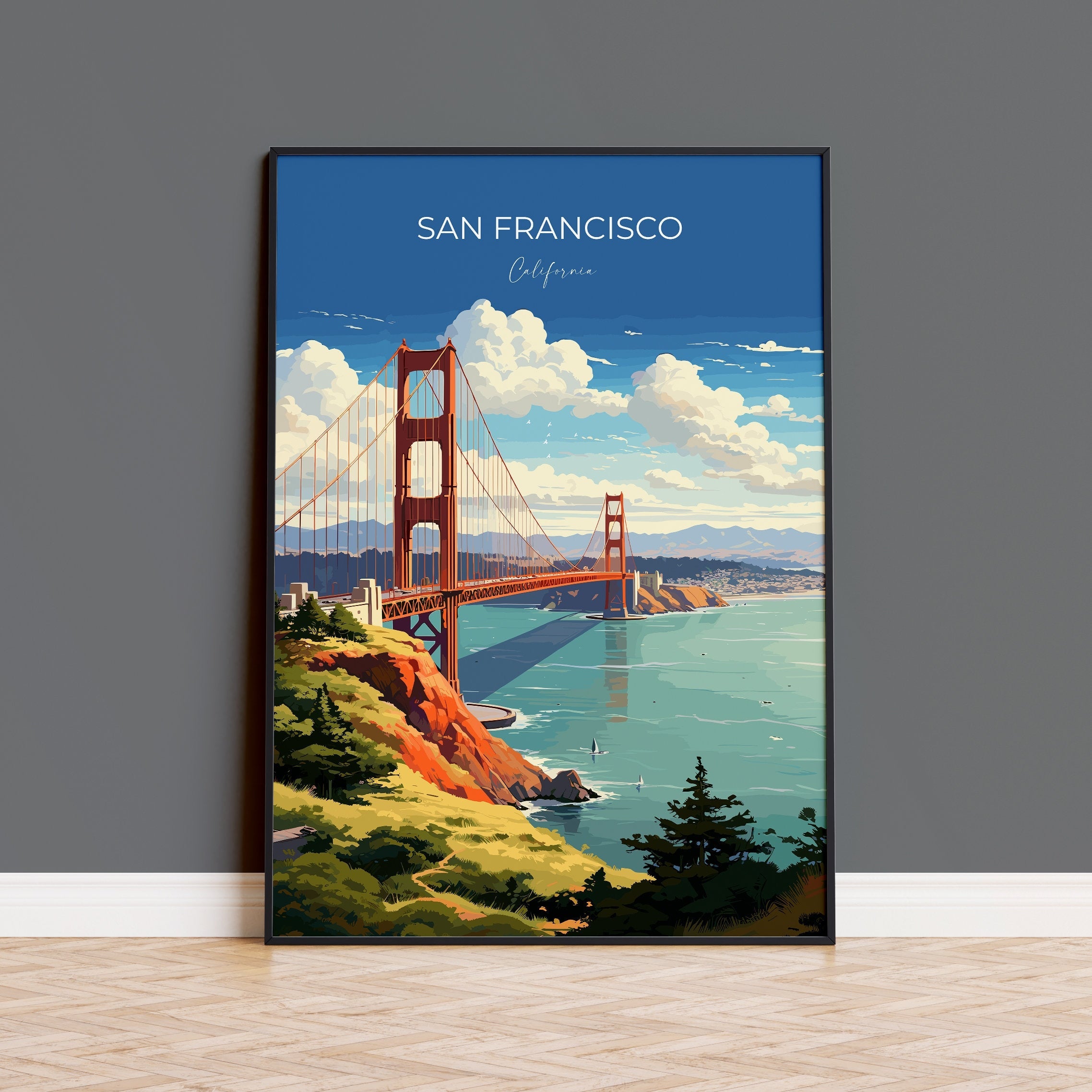 San Francisco Travel Print, Travel Poster of San Francisco, California, San Francisco Art Lovers Gift, USA Gift, Wall Art Print NQ Media Designs