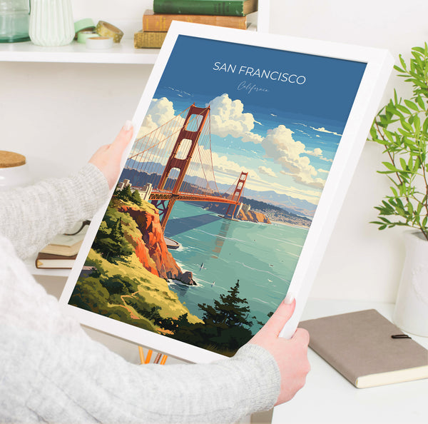 San Francisco Travel Print, Travel Poster of San Francisco, California, San Francisco Art Lovers Gift, USA Gift, Wall Art Print