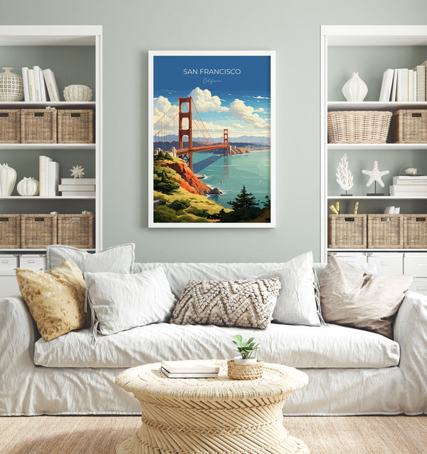 San Francisco Travel Print, Travel Poster of San Francisco, California, San Francisco Art Lovers Gift, USA Gift, Wall Art Print