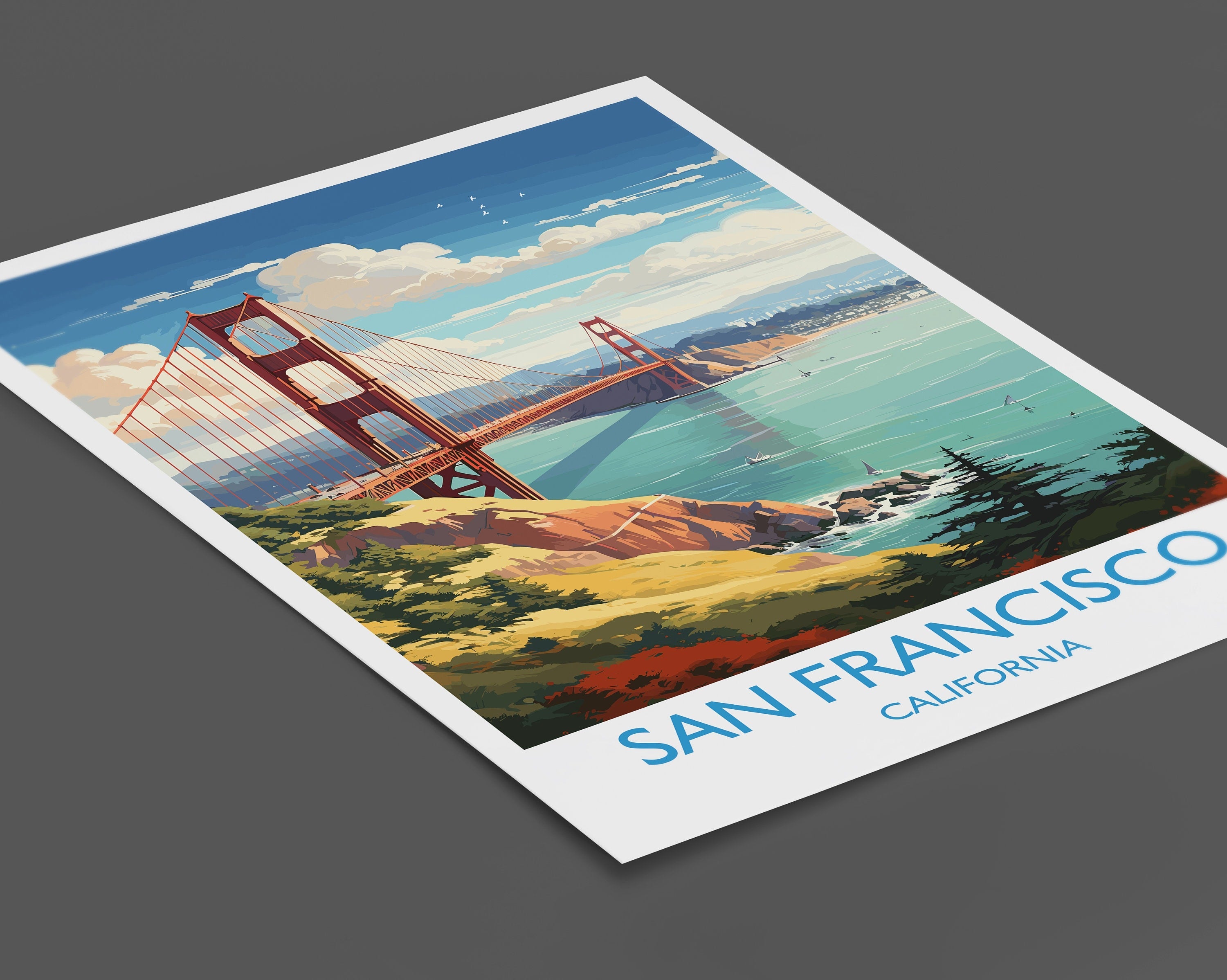 San Francisco Travel Poster, Travel Print of San Francisco, California, San Francisco Art Lovers Gift, USA Gift, Wall Art Print NQ Media Designs