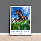 Grand National Travel Poster Wall Art, Travel Print of Aintree, Merseyside, England, Grand National Horse Race Art Gift, England Art Gift NQ Media Designs