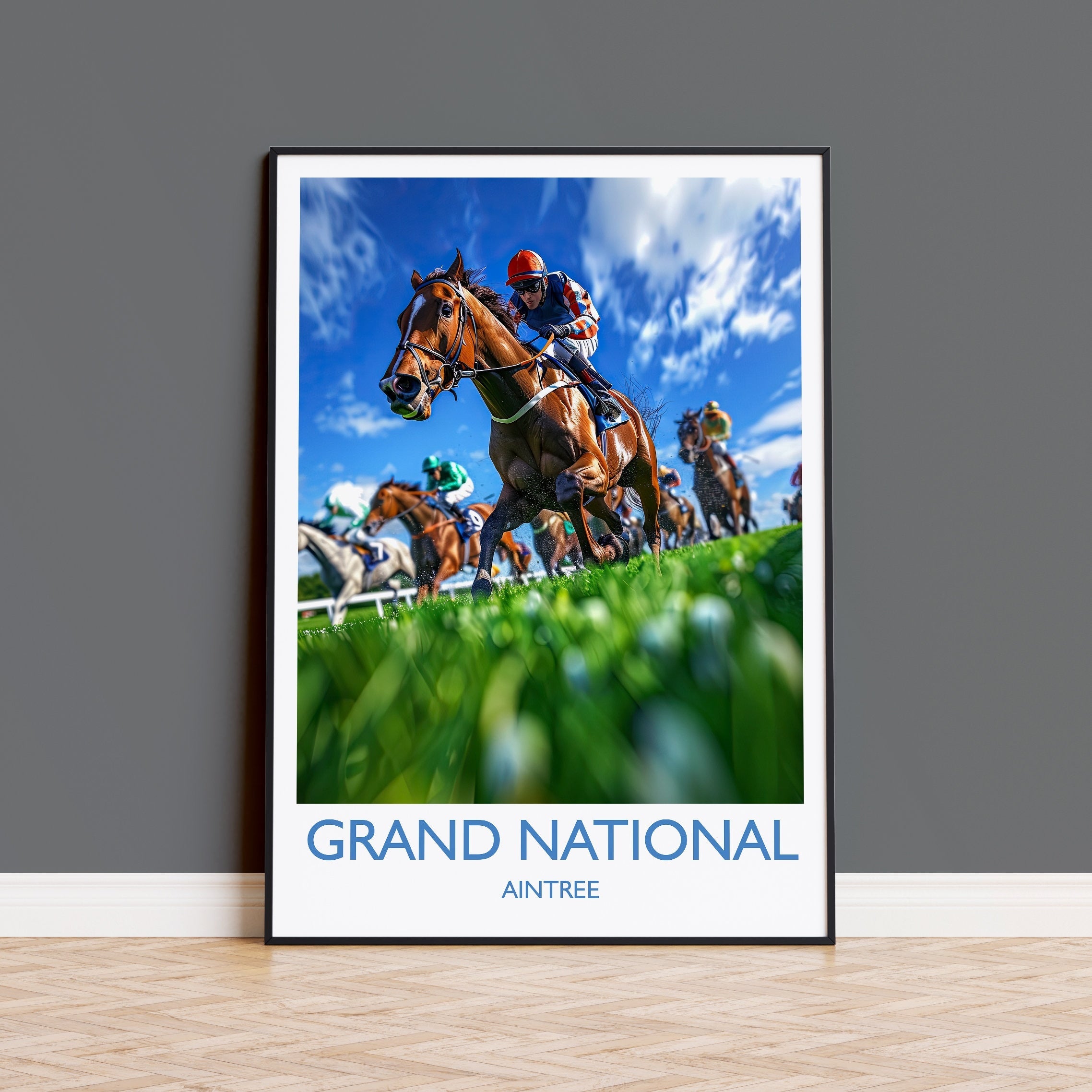 Grand National Travel Poster Wall Art, Travel Print of Aintree, Merseyside, England, Grand National Horse Race Art Gift, England Art Gift NQ Media Designs