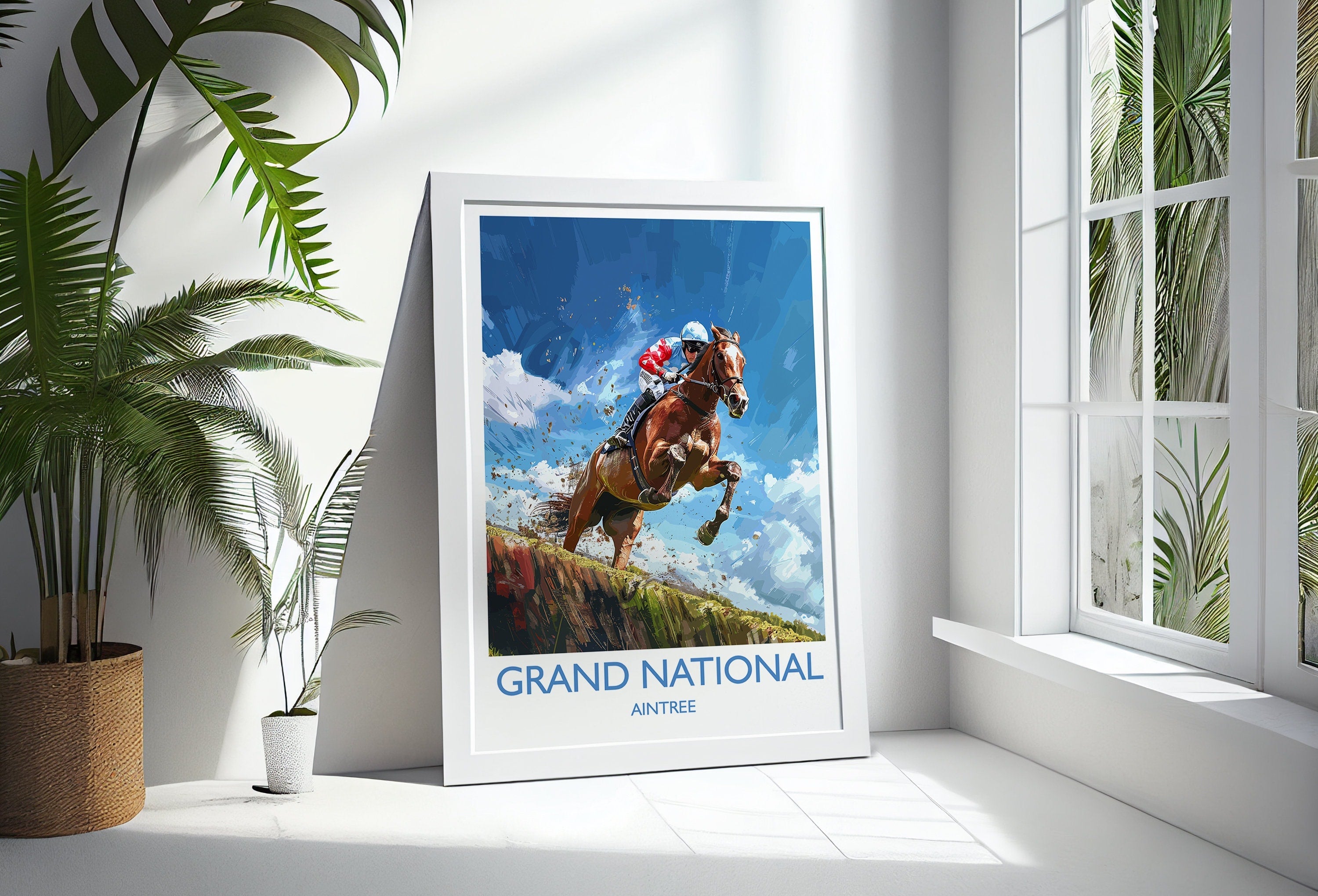 Grand National Travel Print Wall Art, Travel Poster of Aintree, Merseyside, England, Grand National Horse Race Art Gift, England Art Gift NQ Media Designs
