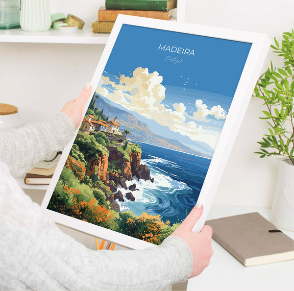 Madeira Travel Poster Wall Art, Travel Print of Madeira , Madeira Art Print, Portugal Wall Print, Madeira Art Lovers Gift