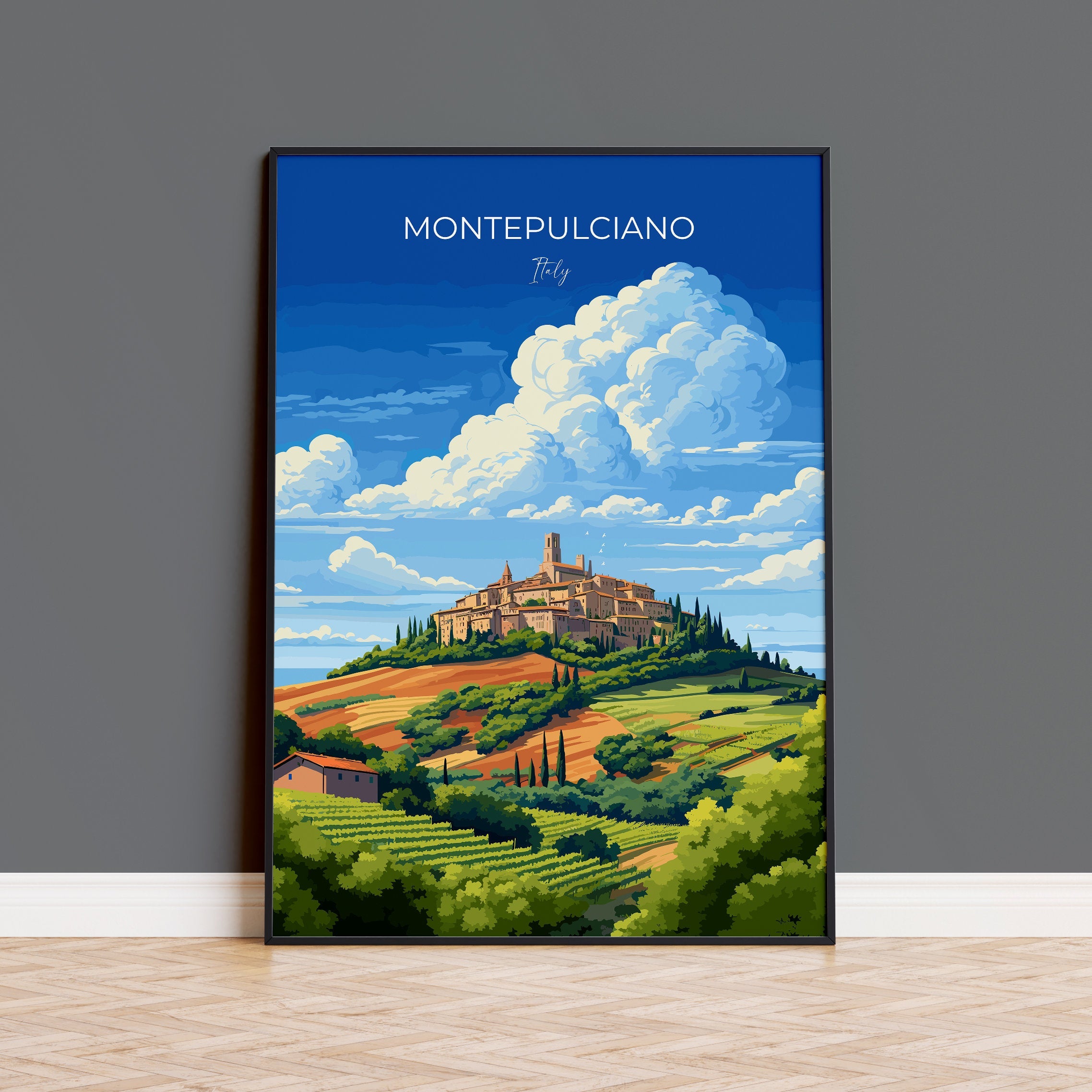 Montepulciano Travel Poster Wall Art, Travel Print of Montepulciano, Montepulciano Art Lovers Gift, Italy, Italy Art Gift NQ Media Designs