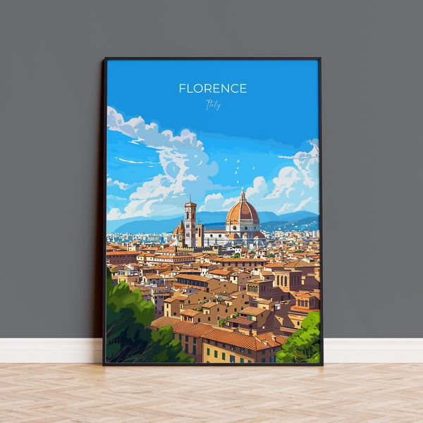 Florence Travel Poster Wall Art, Travel Print of Florence, Florence Art Lovers Gift, Italy, Italy Art Gift