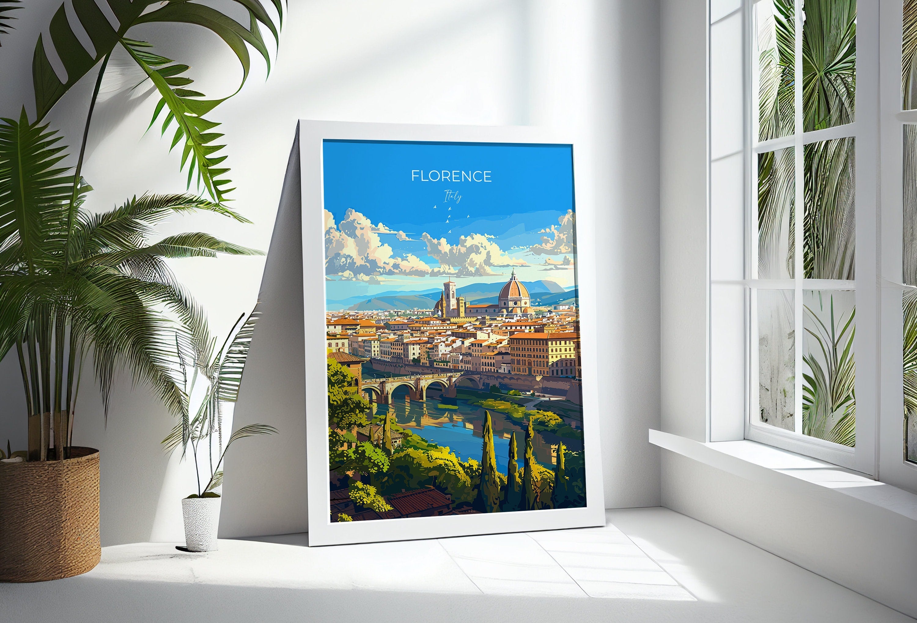 Florence Travel Poster Wall Art, Travel Print of Florence, Florence Art Lovers Gift, Italy, Italy Art Gift NQ Media Designs