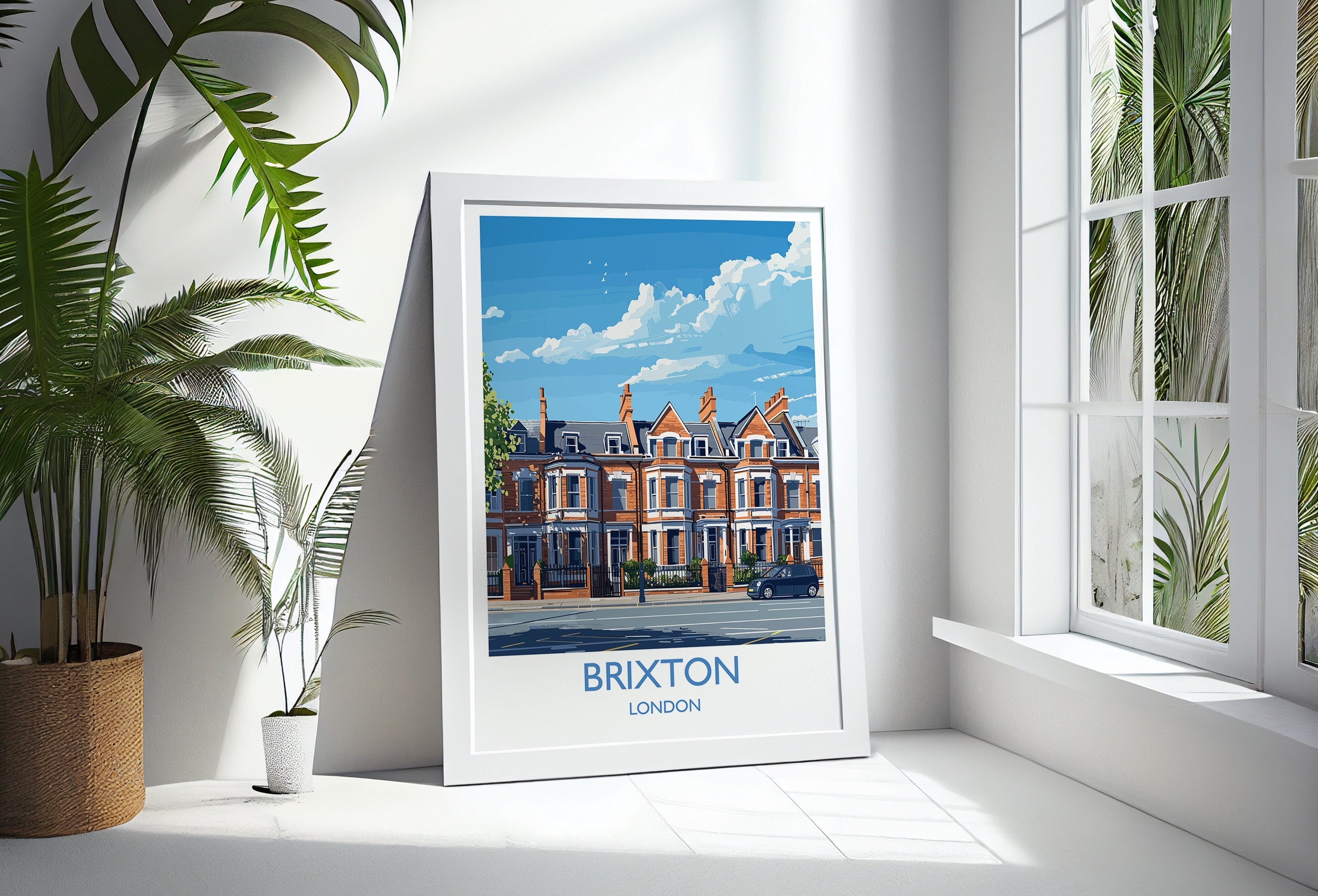 Brixton Travel Poster, Travel Print of Brixton, London Poster, Brixton Art Gift, London Art Lovers UK Travel Gift NQ Media Designs