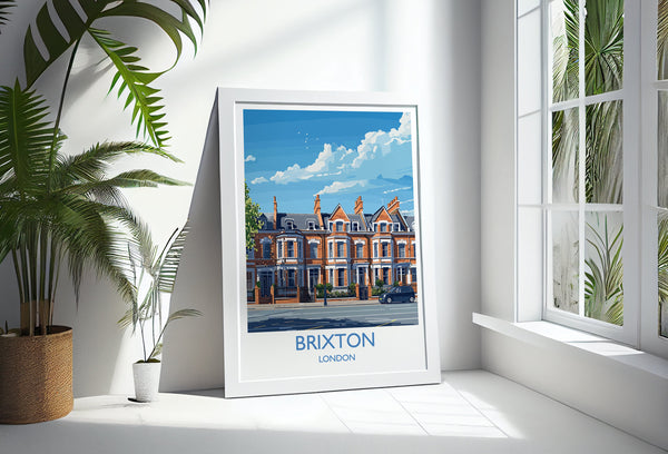 Brixton Travel Poster, Travel Print of Brixton, London Poster, Brixton Art Gift, London Art Lovers UK Travel Gift