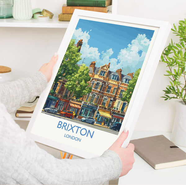Brixton Travel Print, Travel Poster of Brixton, London Poster, Brixton Art Gift, London Art Lovers UK Travel Gift