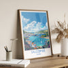 Salcombe Travel Print, Travel Poster of Salcombe, England, Devon Art, Salcombe Art Lovers Gift, Wall Art Print